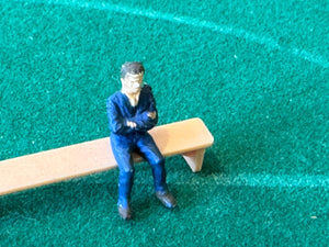 Subbuteo Dugout Figure Blue Folded Arms